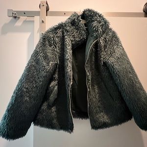 Green faux fur jacket